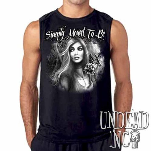 Simply Meant To Be Sally - Nightmare Before Christmas Black & Grey Mens Sleeveless Shirt