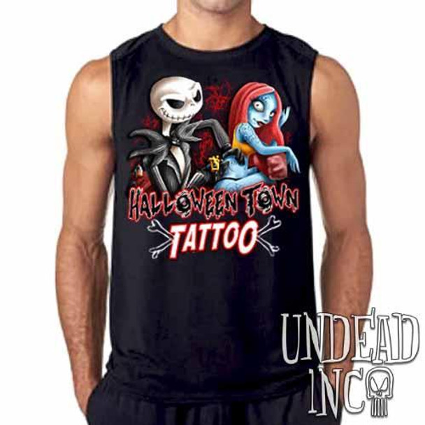 Jack and Sally Halloween Town Tattoo Nightmare Before Christmas Mens Sleeveless Shirt