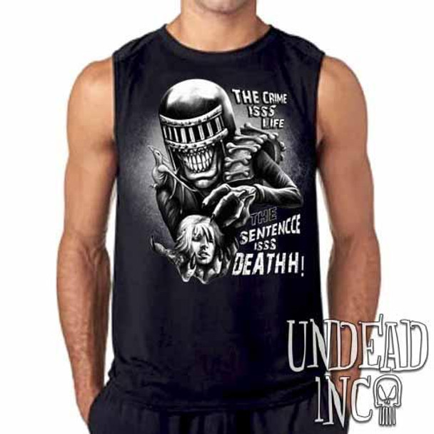 Judge Death - The Crime is Life 2000 ad Dredd Black & Grey Mens Sleeveless Shirt