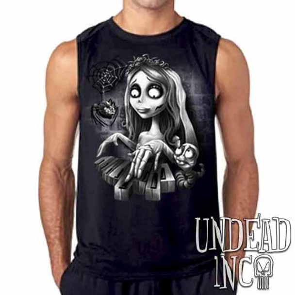 Corpse Bride Piano Black & Grey Mens Sleeveless Shirt