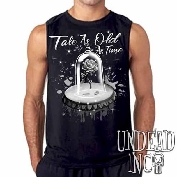 Tale As Old As Time Enchanted Rose Black & Grey Mens Sleeveless Shirt