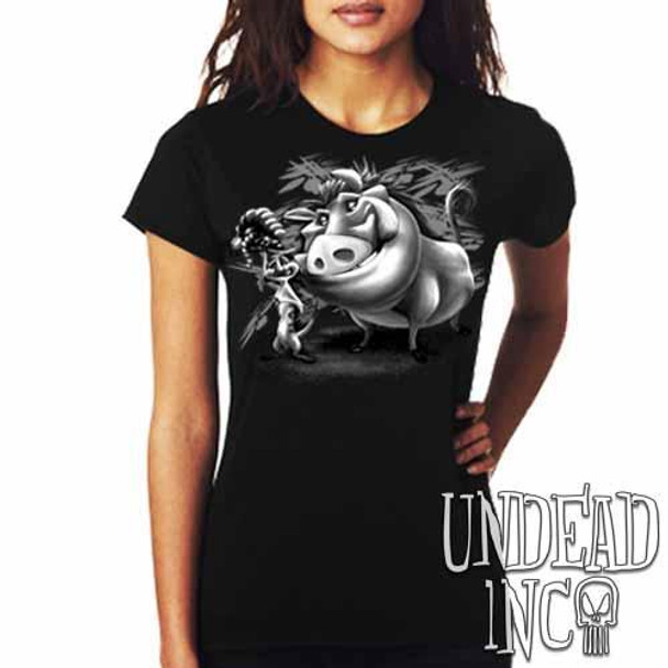 Timon & Pumba Black & Grey - Ladies T Shirt