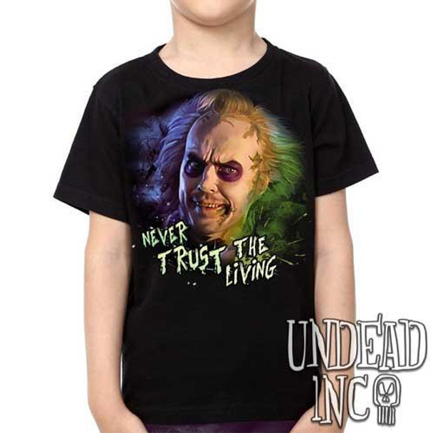 Tim Burton Beetlejuice "never trust the living" - Kids Unisex Girls and Boys T shirt Clothing