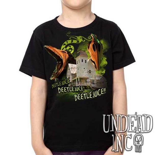 Tim Burton Beetlejuice Haunted House Barbara and Adam - Kids Unisex Girls and Boys T shirt Clothing