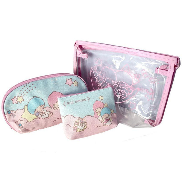Sanrio Little Twin Stars Gemini - Hello Kitty Pu Leather Makeup Cosmetics & Travel Bag Set Of 3