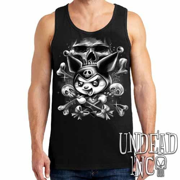 Kuromi Skull Pop Crossbones Black & Grey - Mens Tank Singlet