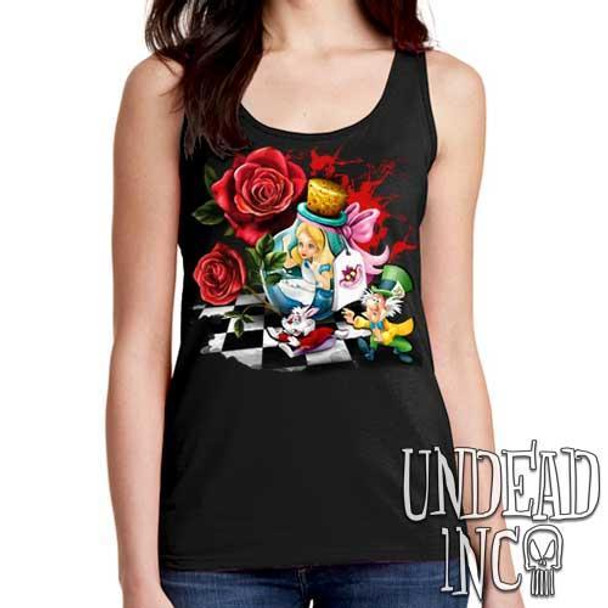 Alice In Wonderland Down The Rabbit Hole - Ladies Singlet Tank