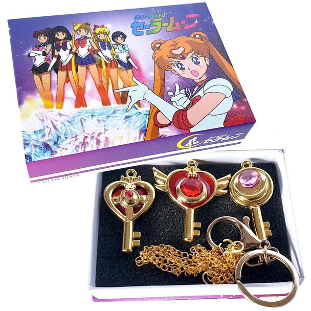 Sailor Moon Keys Necklace & Key Chain Box Set Of 3