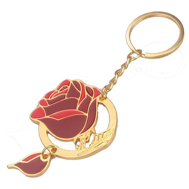 Beauty & The Beast Enchanted Rose Key Ring Chain