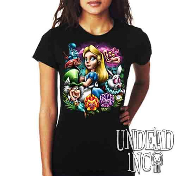 Alice In Wonderland Mad World - Ladies T Shirt