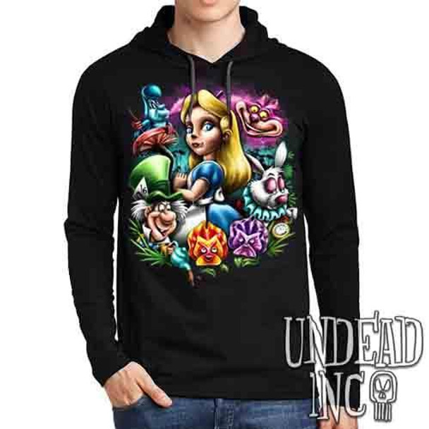 Alice In Wonderland Mad World - Mens Long Sleeve Hooded Shirt