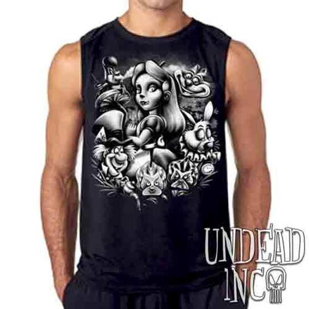 Alice In Wonderland Mad World Black & Grey - Mens Sleeveless Shirt