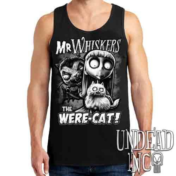 Frankenweenie Were-cat Mr Whiskers & Weird Girl Black & Grey - Mens Tank Singlet