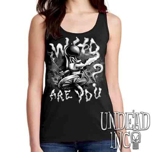 Who Are You? Caterpillar Alice In Wonderland Black & Grey - Ladies Singlet Tank