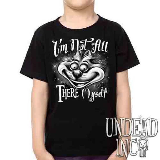 Alice In Wonderland Cheshire Cat Not All There Black & Grey - Kids Unisex Girls and Boys T shirt
