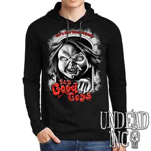 Chucky Bad Guys Black & Grey - Mens Long Sleeve Hooded Shirt