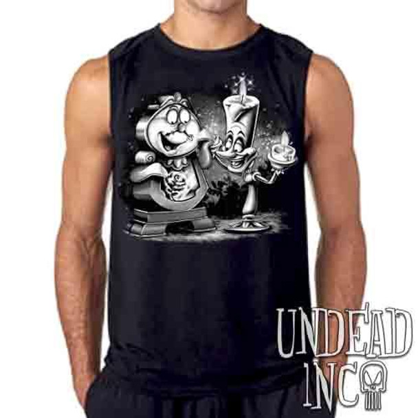 Cogsworth & Lumiere Enchanted Black & Grey - Mens Sleeveless Shirt