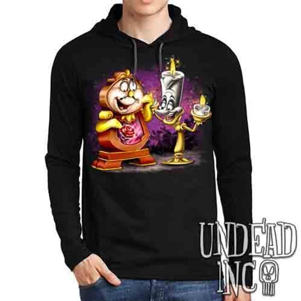 Cogsworth & Lumiere Enchanted - Mens Long Sleeve Hooded Shirt