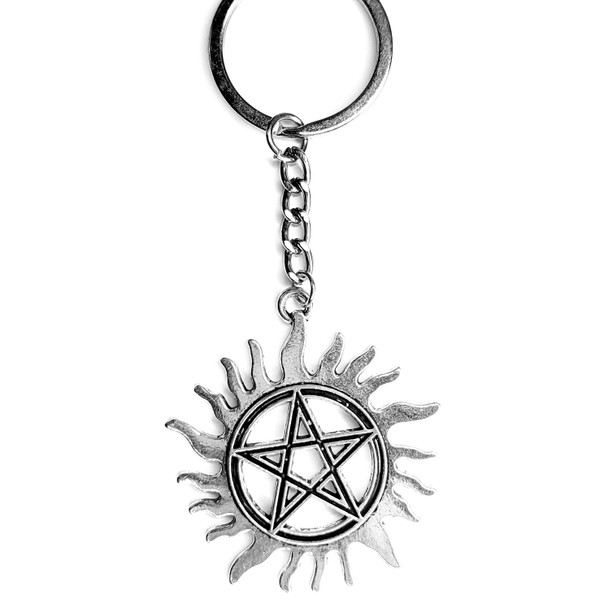 Supernatural Protection Pentagram Key Ring Chain