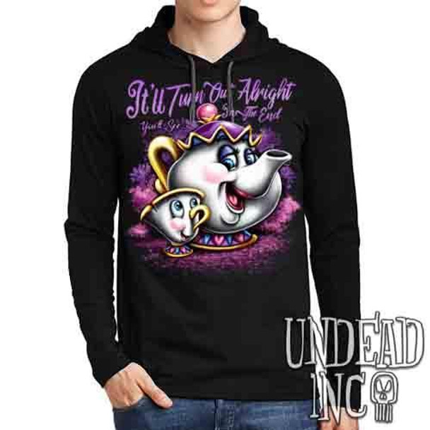 Mrs Potts & Chip It'll Turn Out Alright - Mens Long Sleeve Hooded Shirt