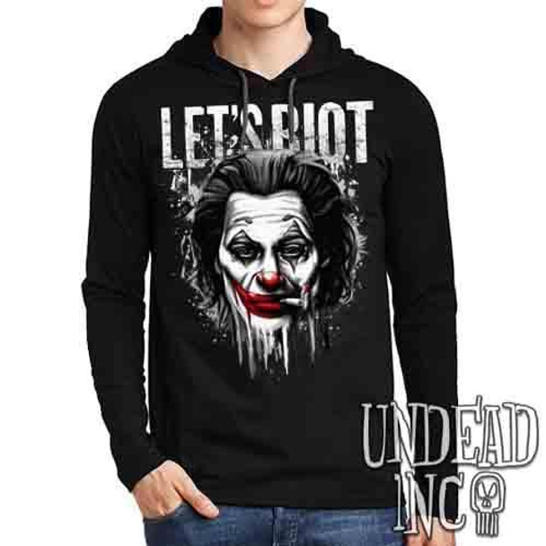 Joker Let's Riot Black & Grey - Mens Long Sleeve Hooded Shirt