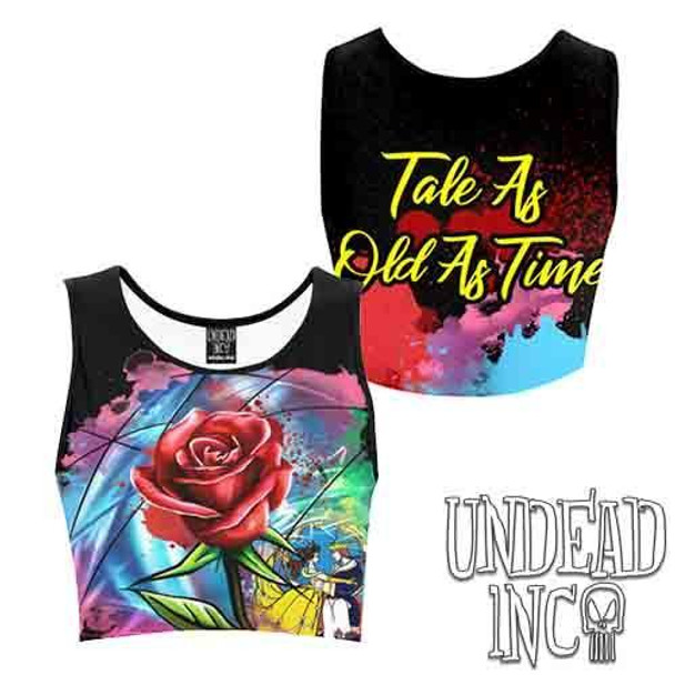 Beauty & The Beast Stained Glass Graffiti Rose Women's Crop Top