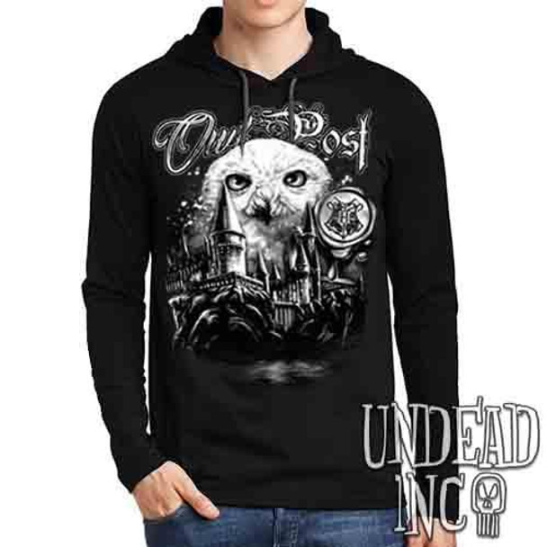 Owl Post Harry Potter Black & Grey - Mens Long Sleeve Hooded Shirt