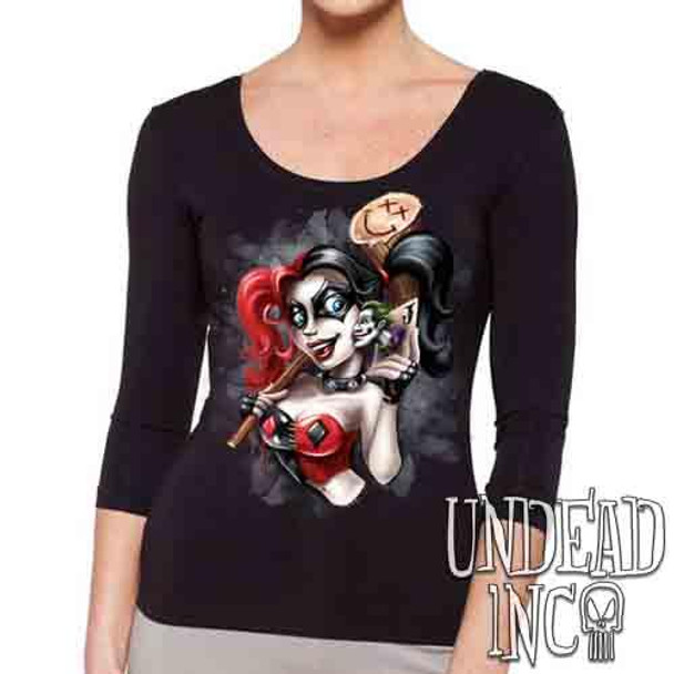 Harley Quinn Joker Kiss - Ladies 3/4 Long Sleeve Tee