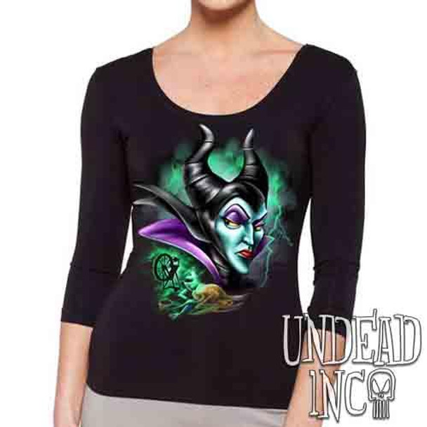 Villains Maleficent Spinning Wheel - Ladies 3/4 Long Sleeve Tee