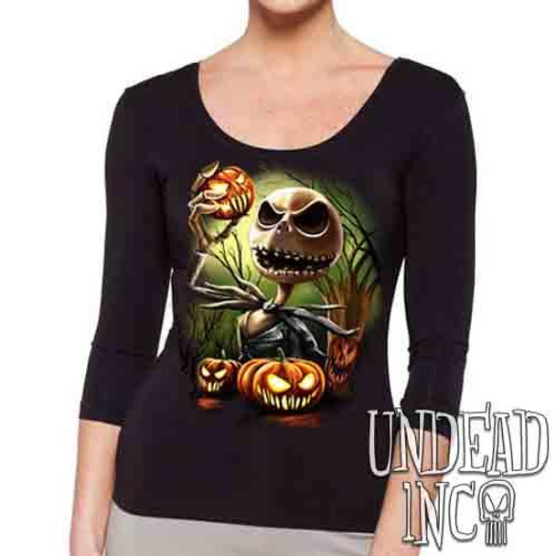 Nightmare Before Christmas Pumpkin King Jack - Ladies 3/4 Long Sleeve Tee