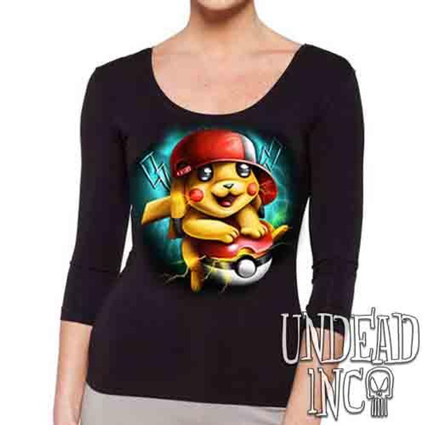 Pikachu - Ladies 3/4 Long Sleeve Tee