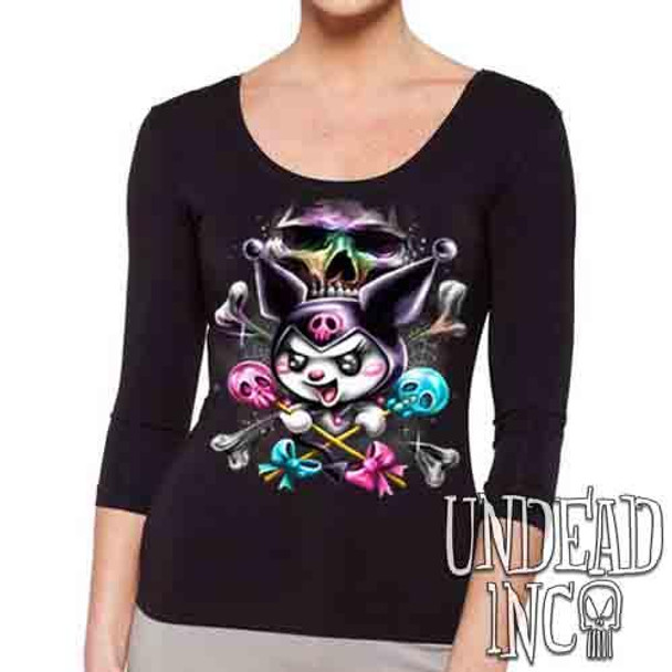 Kuromi Skull Pop Crossbones - Ladies 3/4 Long Sleeve Tee