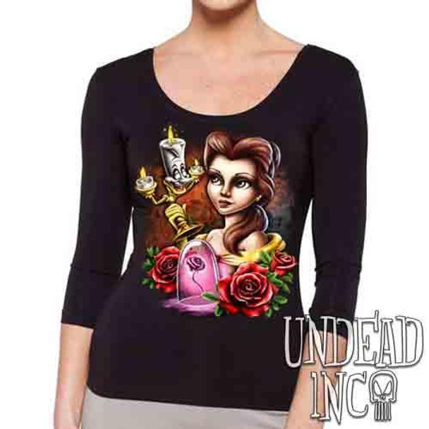 Beauty & the Beast - Belle & Lumiere - Ladies 3/4 Long Sleeve Tee