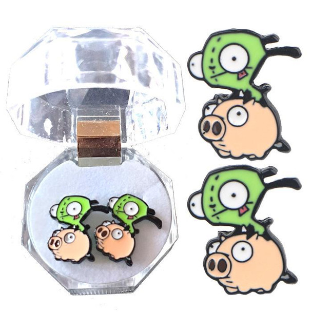 Invader Zim Gir On Pig Earrings