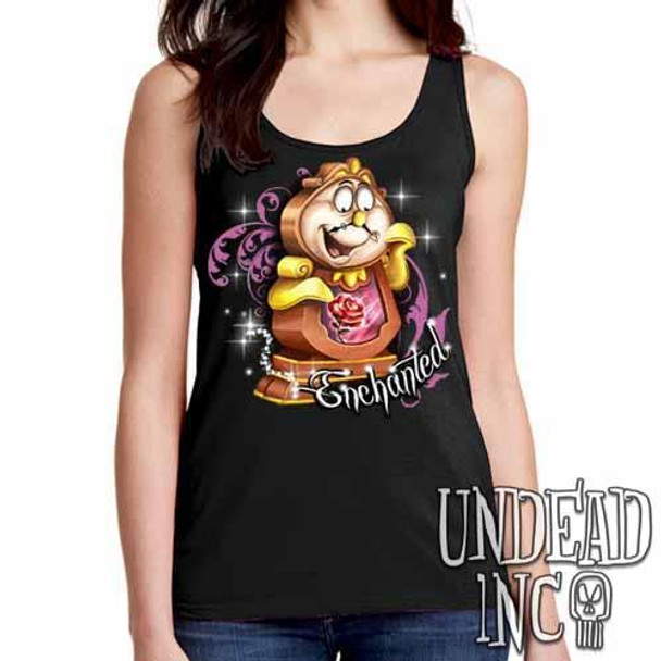 Cogsworth "Enchanted" Rose Beauty & the Beast - Ladies Singlet Tank