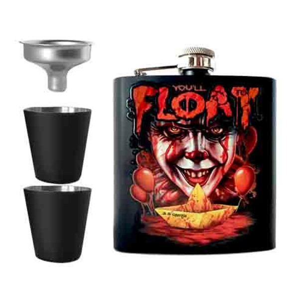 IT Pennywise You'll Float Too Undead Inc Hip Flask Set