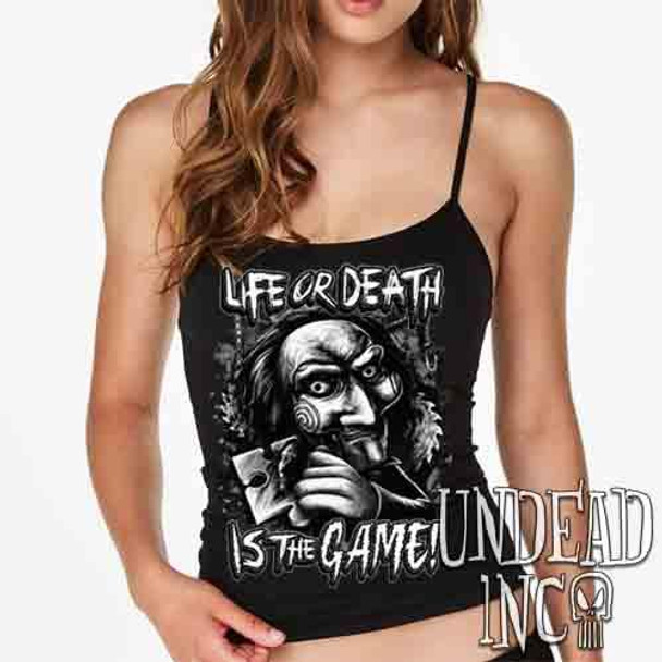 SAW Puppet Life Or Death Black & Grey - Petite Slim Fit Tank