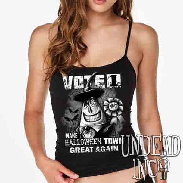 Mayor VOTE 1 Halloween Town Black & Grey - Petite Slim Fit Tank