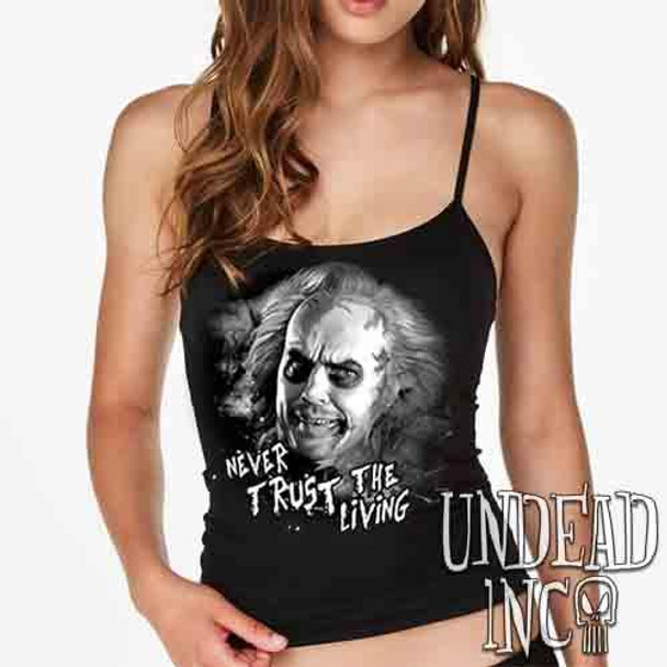 Tim Burton Beetlejuice "never trust the living" Black & Grey - Petite Slim Fit Tank