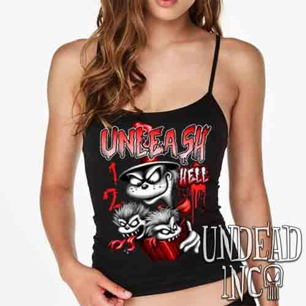 Cat In The Hat Unleash Hell Black & Grey - Petite Slim Fit Tank