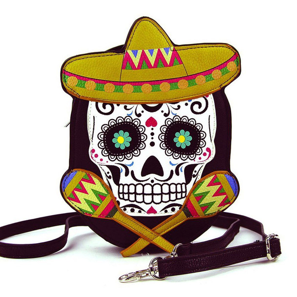 Day Of The Dead Sugar Skull Maracas Cross Body / Shoulder Bag