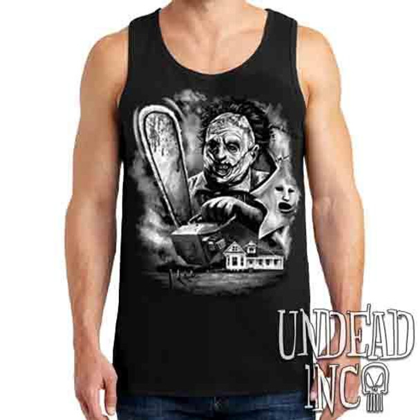 Leatherface Chainsaw Black & Grey - Mens Tank Singlet