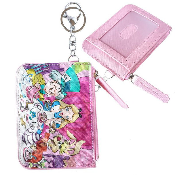 Alice In Wonderland Tea Party Card Holder Purse Clip On / Key Ring Chain