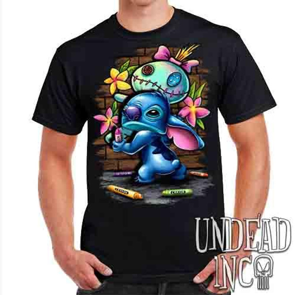 Stitch Crayon Graffiti - Mens T Shirt