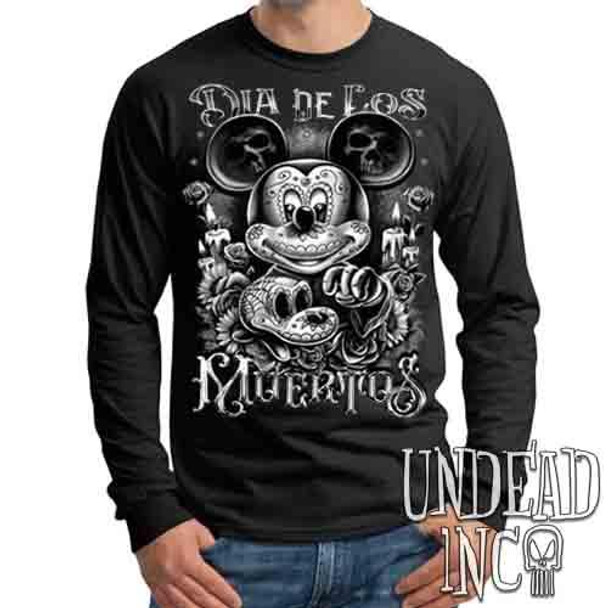 Mickey Day Of The Dead Black & Grey - Mens Long Sleeve Tee