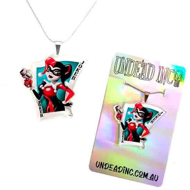 Harley Quinn Joker Card Undead Inc STAINLESS STEEL Necklace