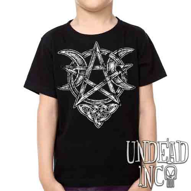 Crescent Moon Pentagram -  Kids Unisex Girls and Boys T shirt