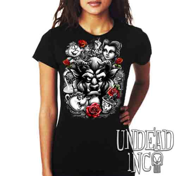 Beauty & the Beast Black & Grey - Ladies T Shirt