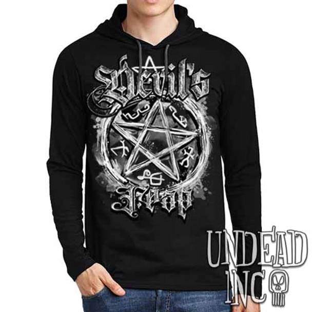 Supernatural Devil's Trap Black & Grey - Mens Long Sleeve Hooded Shirt