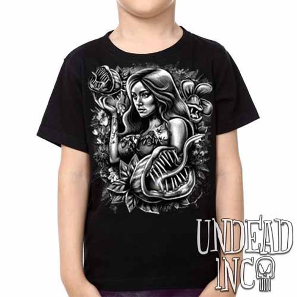 Poison Ivy Black & Grey - Kids Unisex Girls and Boys T shirt